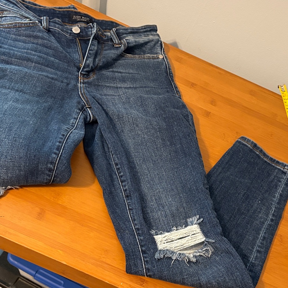 Judy Blue Medium Dark Blue Distressed Skinny Jeans